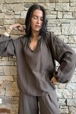 Santos Cushion Cotton Heathcliff Blouse Chocolate